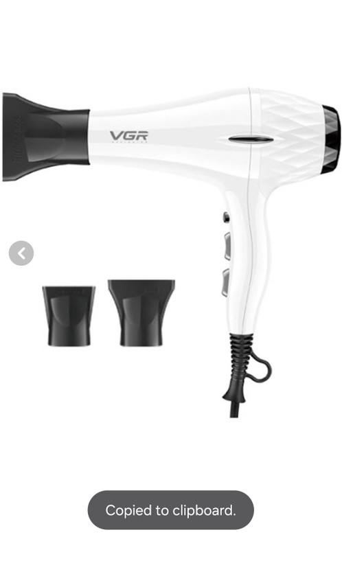 سشوار حرفه ای وی جی آر مدل V-413 با باد سرد و متمرکزکننده