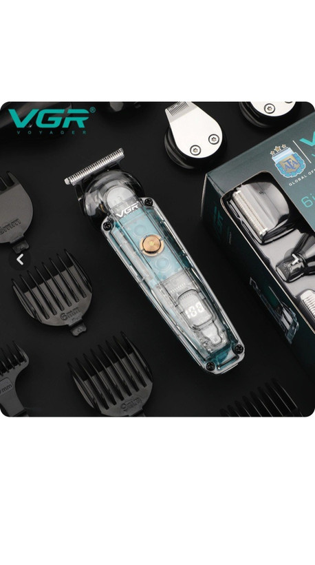 ست ماشین اصلاح موی صورت و بدن وی جی ار مدل V-102 - بی رنگ شفاف 6 کاره