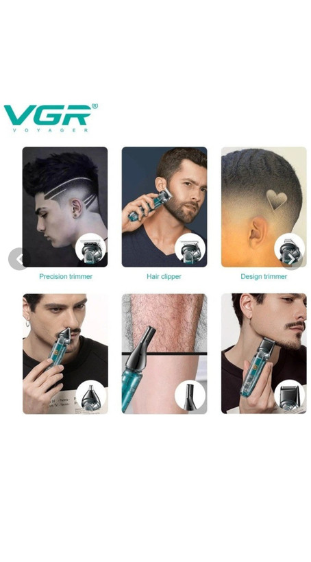 ست ماشین اصلاح موی صورت و بدن وی جی ار مدل V-102 - بی رنگ شفاف 6 کاره